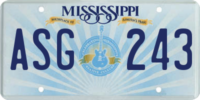 MS license plate ASG243