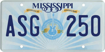 MS license plate ASG250