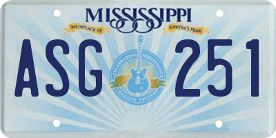 MS license plate ASG251