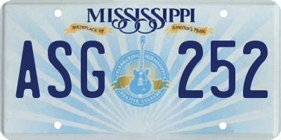 MS license plate ASG252