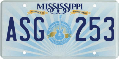 MS license plate ASG253