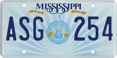 MS license plate ASG254