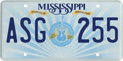 MS license plate ASG255