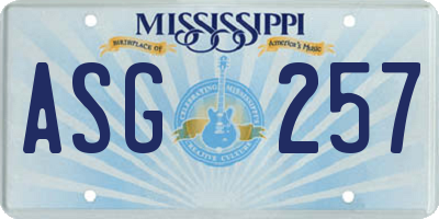 MS license plate ASG257