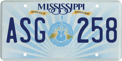 MS license plate ASG258
