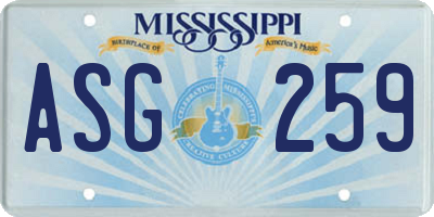 MS license plate ASG259