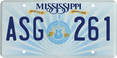 MS license plate ASG261