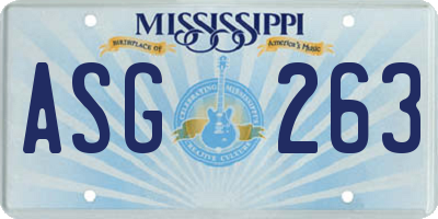 MS license plate ASG263