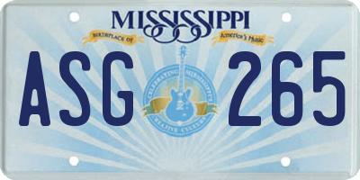 MS license plate ASG265