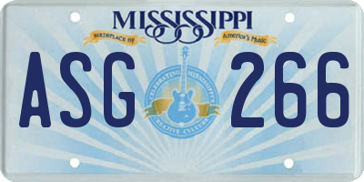 MS license plate ASG266