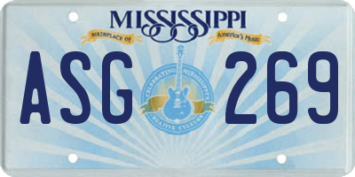 MS license plate ASG269
