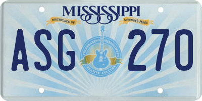 MS license plate ASG270