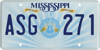 MS license plate ASG271
