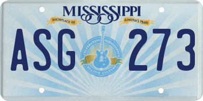 MS license plate ASG273