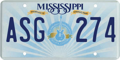 MS license plate ASG274