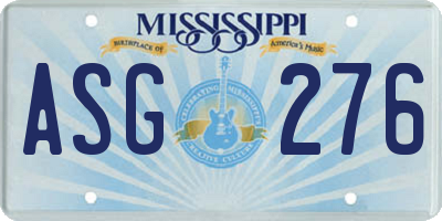 MS license plate ASG276