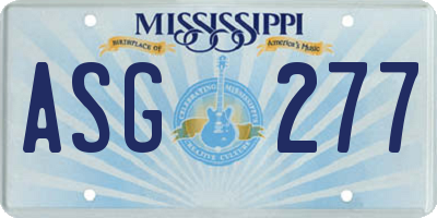MS license plate ASG277