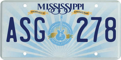 MS license plate ASG278