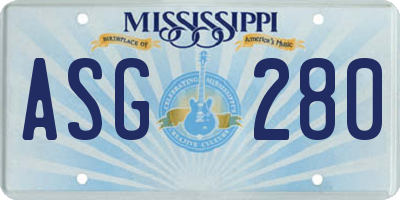 MS license plate ASG280