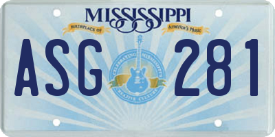 MS license plate ASG281