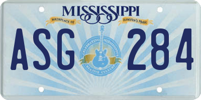 MS license plate ASG284
