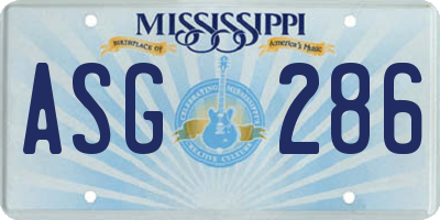 MS license plate ASG286