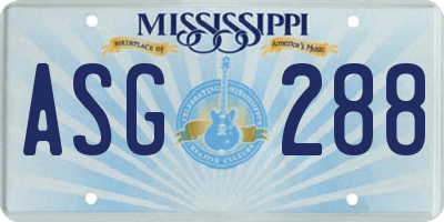 MS license plate ASG288