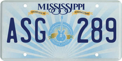 MS license plate ASG289