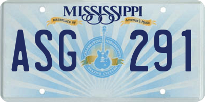 MS license plate ASG291