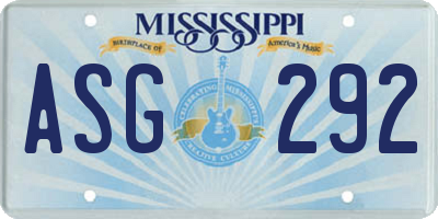 MS license plate ASG292