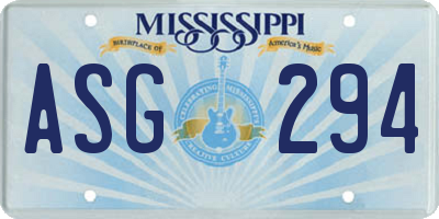 MS license plate ASG294