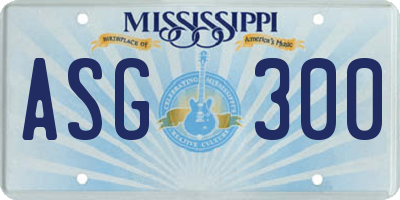 MS license plate ASG300