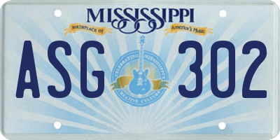 MS license plate ASG302