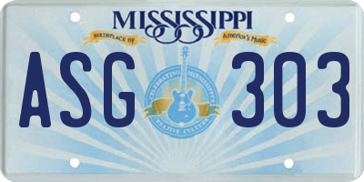 MS license plate ASG303