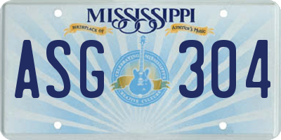 MS license plate ASG304