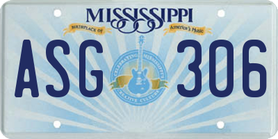 MS license plate ASG306