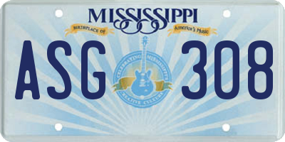 MS license plate ASG308