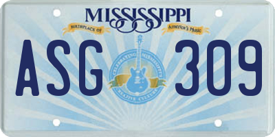 MS license plate ASG309