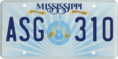 MS license plate ASG310