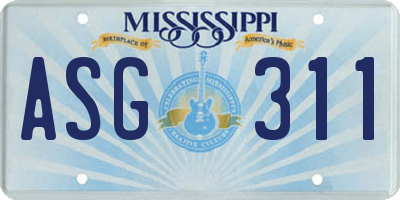 MS license plate ASG311