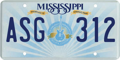 MS license plate ASG312