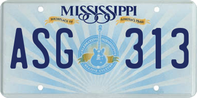 MS license plate ASG313