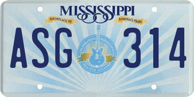MS license plate ASG314