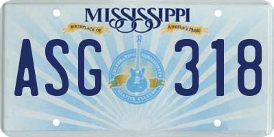 MS license plate ASG318