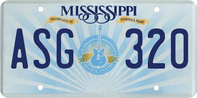 MS license plate ASG320