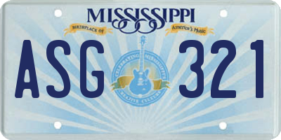 MS license plate ASG321