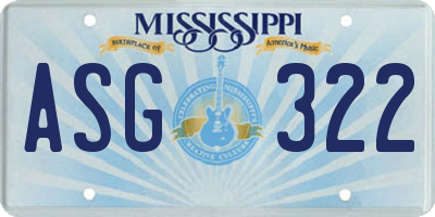 MS license plate ASG322