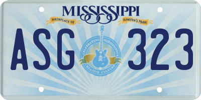MS license plate ASG323