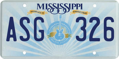 MS license plate ASG326