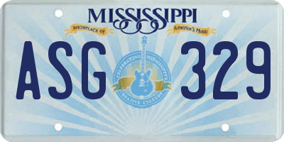 MS license plate ASG329